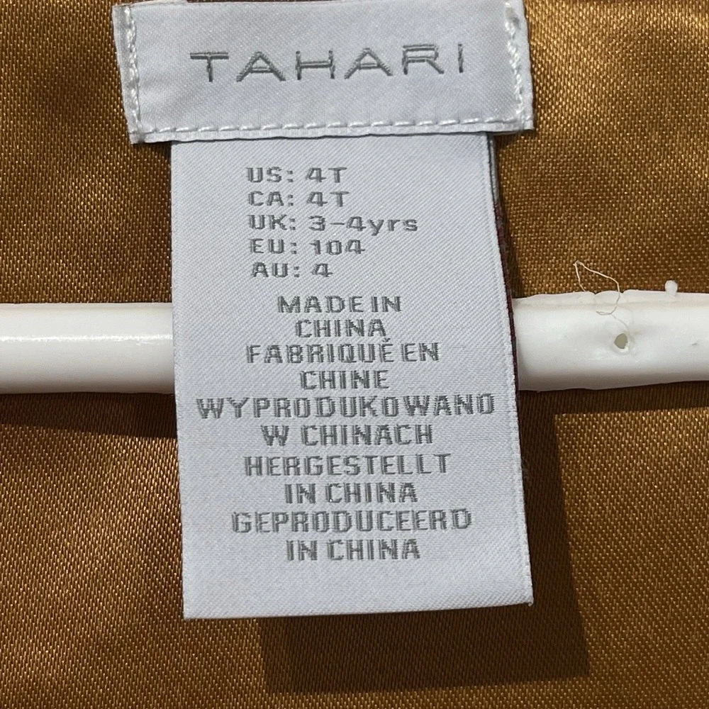 Tahari Toddler Faux Fur Vest White Wood Button Satin Winter Cute Cozy‎ Size 4T